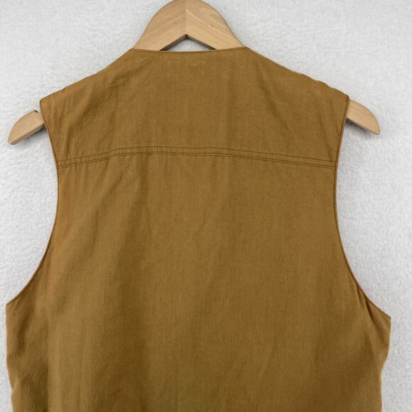 ORVIS Vest Mens S Leather Cargo Hunting Safari Utility Shooting Lined Brown - Picture 6 of 14